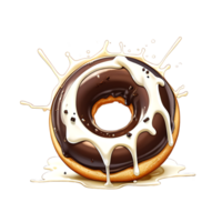Donuts in dark and white chocolate with splashes isolated on a transparent background png