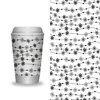 take away coffee packaging templates and design elements for coffee shops - cardboard cup with seamless patterns. vector