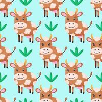 Seamless pattern with cute Cows character. illustration for your design. vector