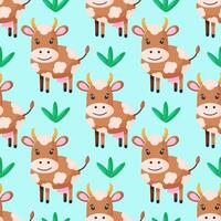 Seamless pattern with cute Cows character. illustration for your design. vector