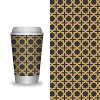 Coffee Cup With Patterns Template. vector