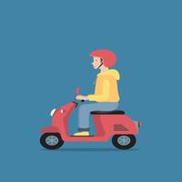 A sticker with delivery man on motorcycle vector
