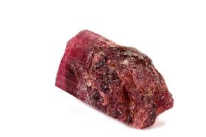 Macro red tourmaline mineral stone on white background photo