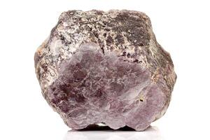 Macro stone Lepidolite mineral on white background photo