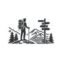 Hiking Minimalist and Camping Silhouette art illustration design vector