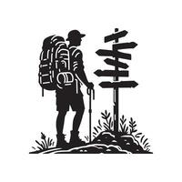 Hiking Minimalist and Camping Silhouette art illustration design vector