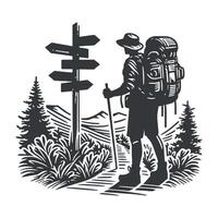 Hiking Minimalist and Camping Silhouette art illustration design vector