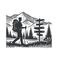 Hiking Minimalist and Camping Silhouette art illustration design vector