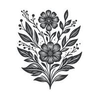 Flat design flower silhouettes and leaves floral element design template illustration vector