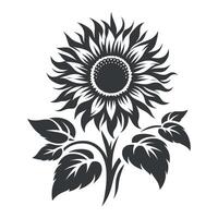 Flat design sunflower silhouettes and leaves floral element design template illustration vector