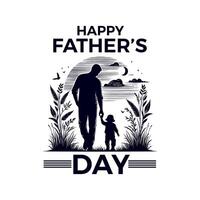 fathers day with fathers and children silhouettes design template illustration vector