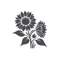 Flat design sunflower silhouettes and leaves floral element design template illustration vector