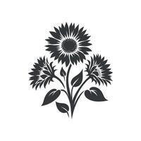 Flat design sunflower silhouettes and leaves floral element design template illustration vector