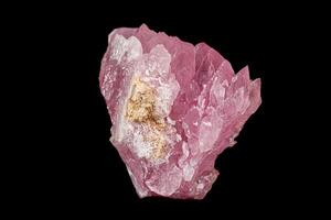 Macro pink quartz mineral stone on black background photo