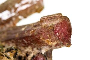 Macro tourmaline mineral stone on white background photo