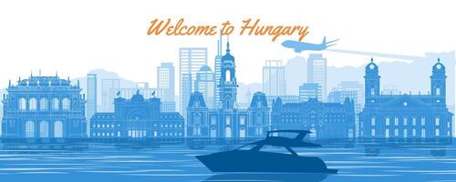 hungary famous landmark silhouette style, illustration vector