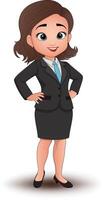 A Cartoon of a Businesswoman with a suit and tie with her hand on her hip vector
