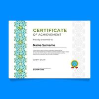 Arabic and Islamic Geometric Certificate Template Design vector