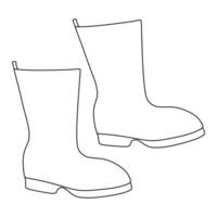 caucho jardín botas. contorno ilustración. lineal proteccion zapatos, impermeable calzado o trabajando uniforme. mano dibujado otoño goma botas, negro y blanco gráfico diseño arte, garabatear objeto vector