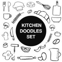 Set of kitchen utensil doodle vector