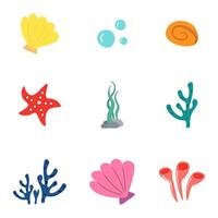 Set of marine beach objects. vector