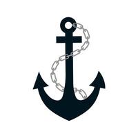 Silhouette of an anchor with a chain on a white background isolated vector