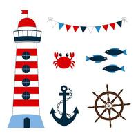 different colored icons to the wonderful marine theme vector