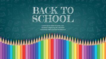 back to school banner with schhol supplies and chalk doodles vector