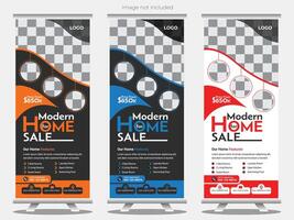 Real state rollup banner design in three color combo vector