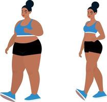 Fat and thin woman, before and after demonstration vector