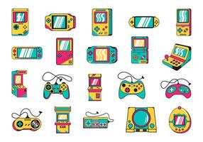 Retro Videogame Illustration Element Set vector