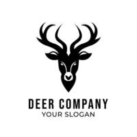 Deer head silhouette logo template isolated on white background vector