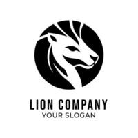 Lion head silhouette logo template isolated on white background vector