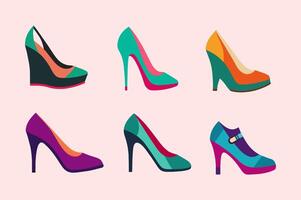 mujer Zapatos plano mínimo estilo ilustración vector