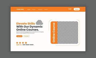 LMS website landing page or education landing page, course sale landing page, website homepage for online learning, website hero section banner design template. web banner design. vector
