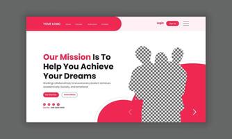 LMS website landing page or education landing page, course sale landing page, website homepage for online learning, website hero section banner design template. web banner design. vector