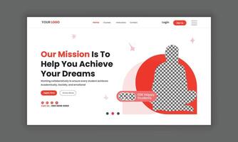 LMS website landing page or education landing page, course sale landing page, website homepage for online learning, website hero section banner design template. web banner design. vector