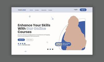 LMS website landing page or education landing page, course sale landing page, website homepage for online learning, website hero section banner design template. vector