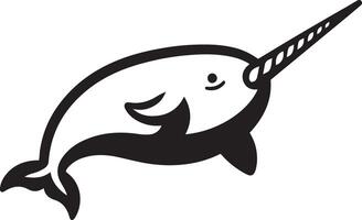 Narwhal silhouette outline icon illustration. vector