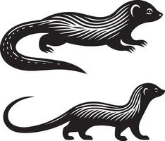 Mongoose baby silhouette illustration set. vector