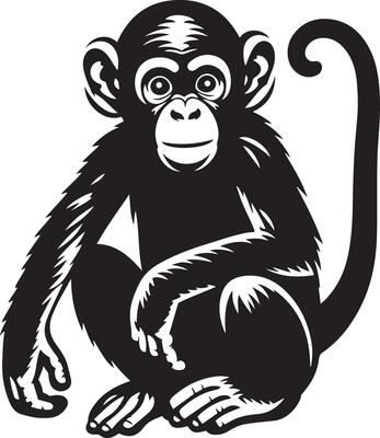 Bonobo monkey silhouette illustration.