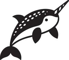 Narwhal silhouette illustration. vector