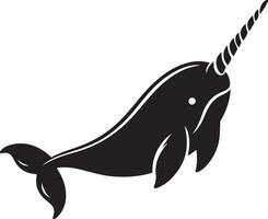 Narwhal silhouette icon illustration. vector