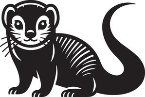Mongoose cartoon silhouette illustration. vector