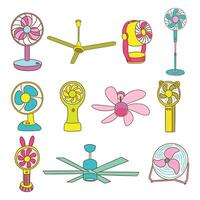 Set of electrical fans. hand drawn vector