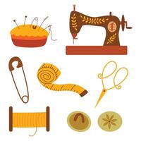 Elements for sewing. hand drawn illustration set vector