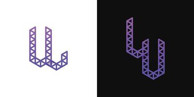 Letters LU and UL Polygon Logo, suitable for business related to polygon with UL or LU initials vector