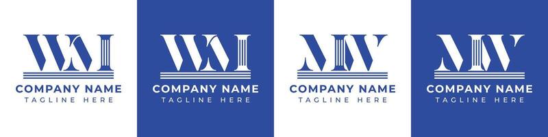 Letters MW and WM Pillar Logo, suitable for business with MW and WM related to Pillar vector