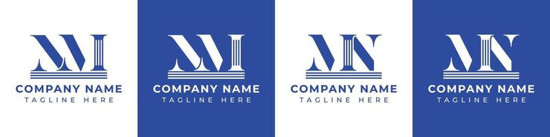 Letters MN and NM Pillar Logo, suitable for business with MN and NM related to Pillar vector