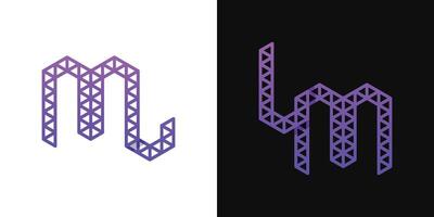 Letters LM and ML Polygon Logo, suitable for business related to polygon with ML or LM initials vector